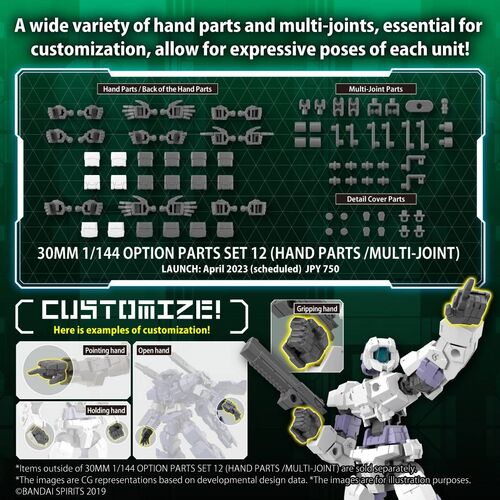 30MM OPTION PARTS -OP12 - HAND PARTS / MULTI-JOINT